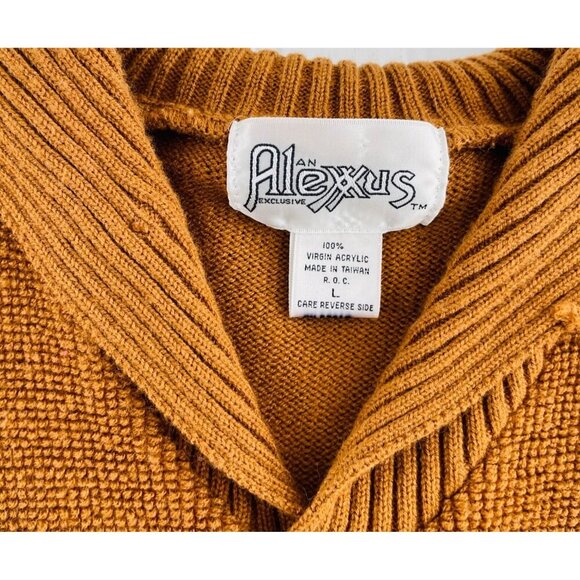 Alexxus Womens Vintage Acrylic Pullover Sweater Rust V-Neck Long Sleeve sz Large - Picture 2 of 4